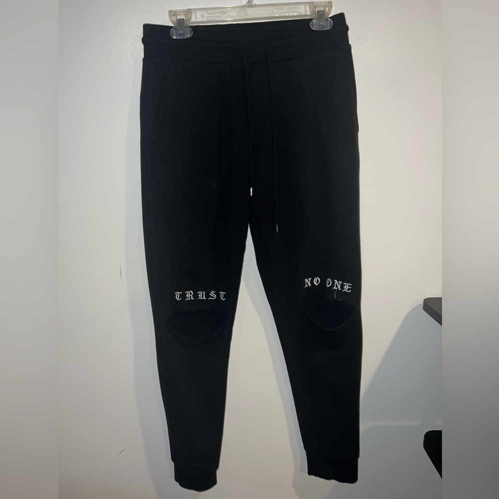 "Trust No One" Open Knee Forever 21 Unisex Sweatpants